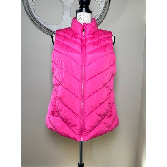 GAP Women’s Warmest Puffer Vest Bold Pink Size M Sleeveless Zip Up - Picture 1 of 7